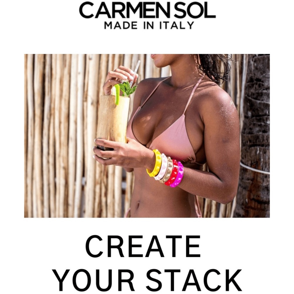 Two (2) Carmen Sol Studded Rubber Bracelets 2 PIECE SET several colors